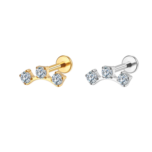 厂家批发价格钛G23锆石内部贴身饰品小方形锆石装饰labret