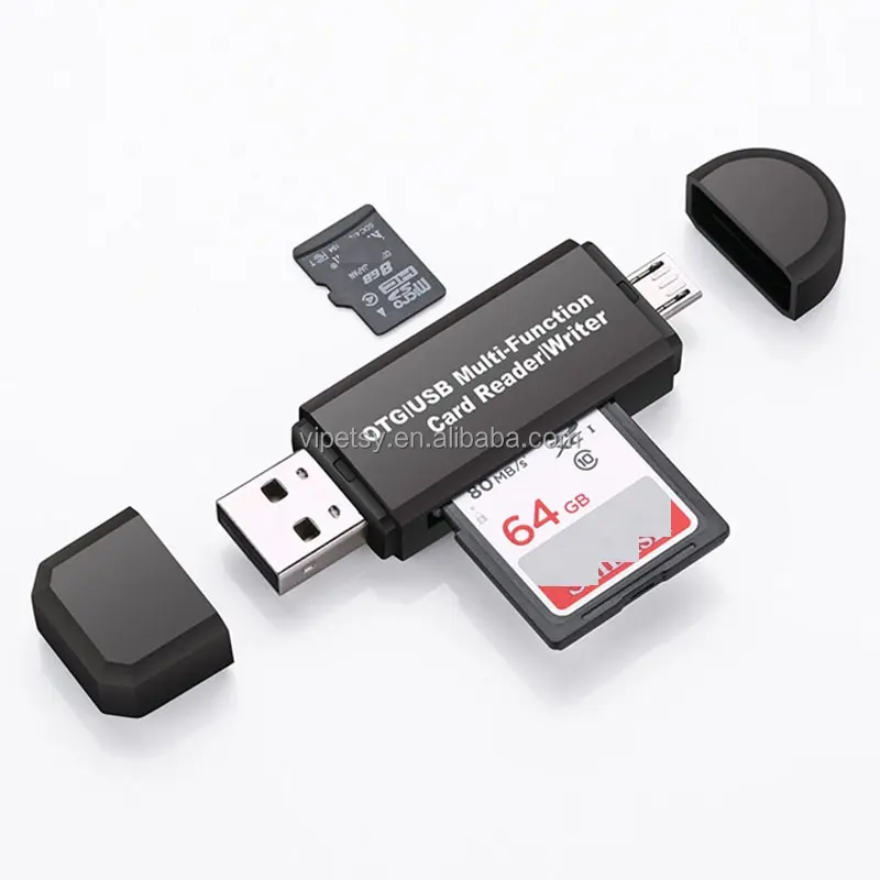 Lecteur de carte OTG USB 2 en 1 Lecteur flash USB 2.0 haute vitesse Carte universelle OTG TF/SD pour téléphone Android Ordinateur Extension Headers