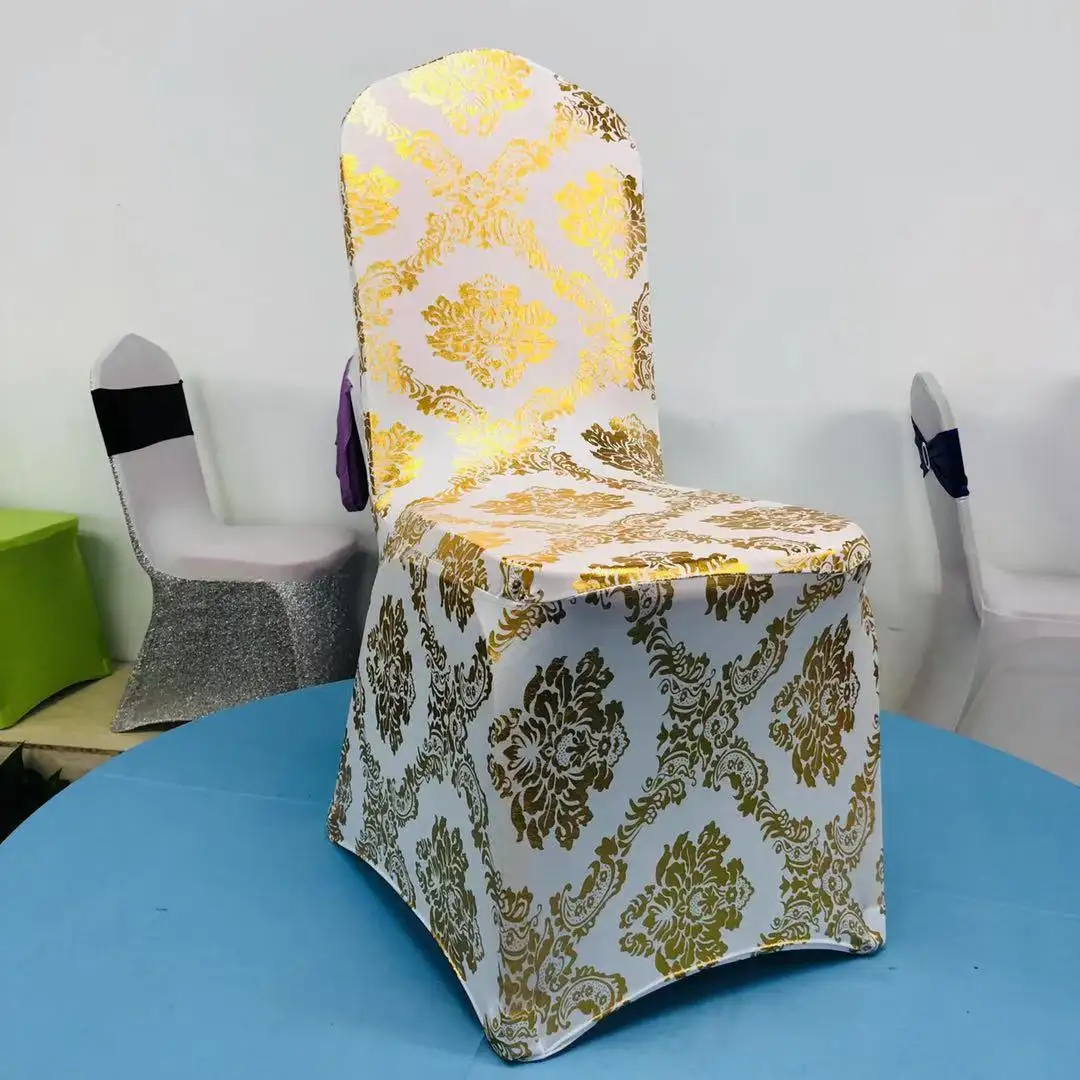 Hot sell bronzing stain proof Wedding chair cover stretchable universal Chair Cover for Party banquet hotel