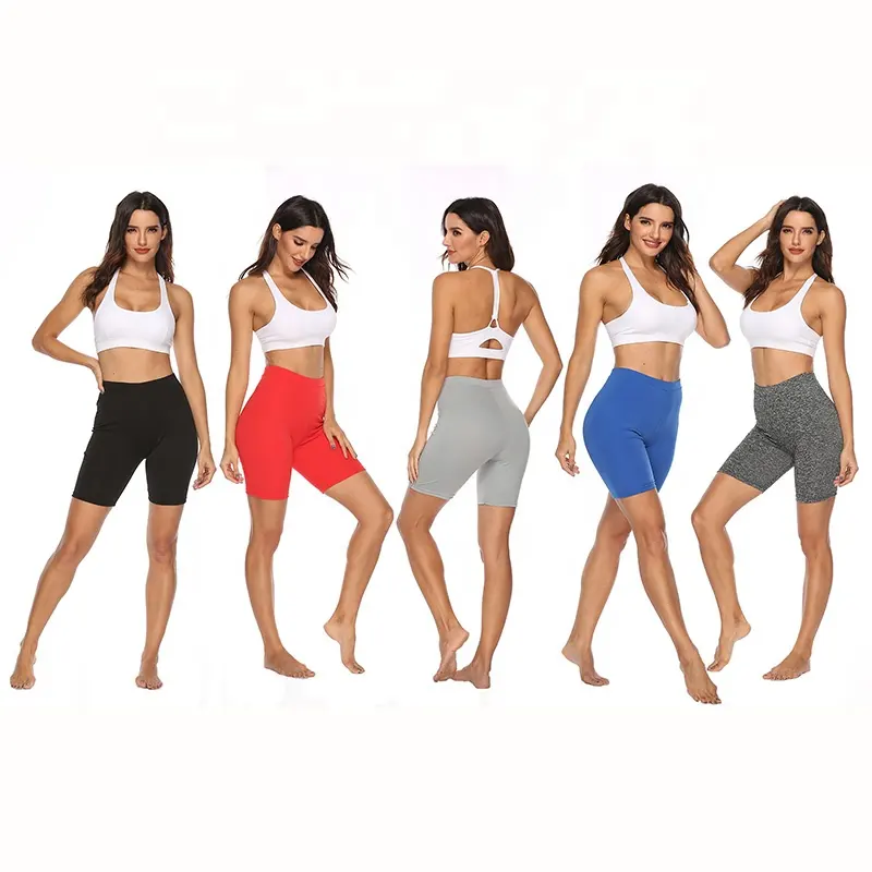 Nuevo Color liso seca Fit trasero de elevación de Yoga mujeres Yoga pantalones cortos de talle alto pantalones cortos de gimnasio femenino deporte medias cortas