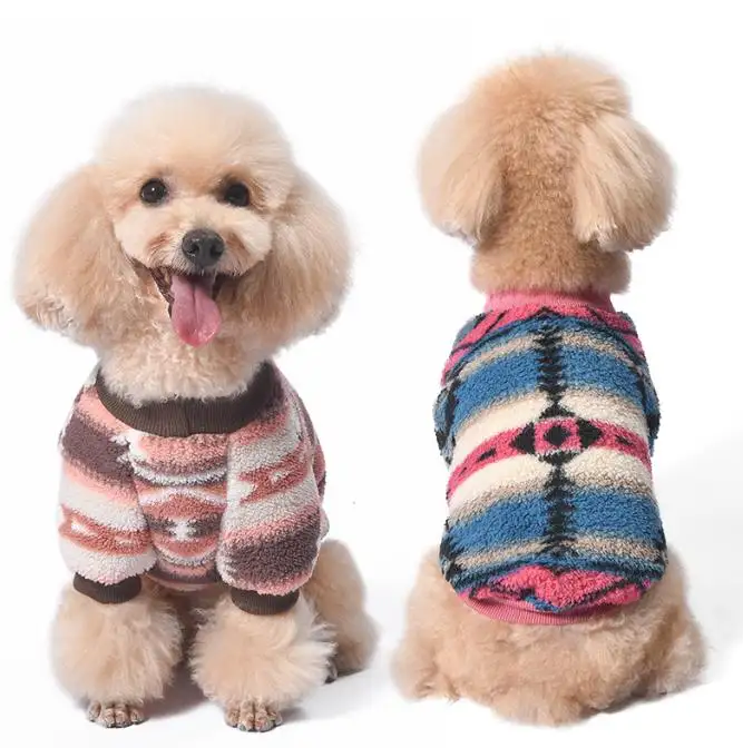 Venta caliente diseñador moda cálido abrigo para mascotas ropa de invierno polar algodón púrpura perro suéter disfraces vestidos ropa para perros