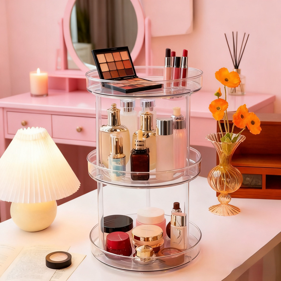 Three-tier plastic 3-post shelving unit