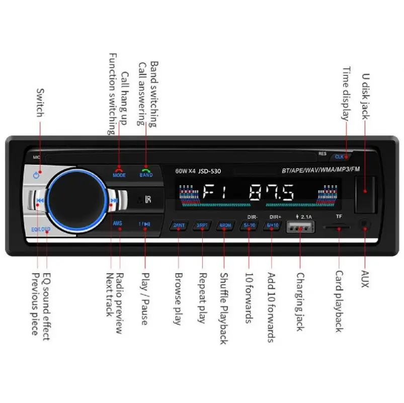 売れ筋ユニバーサルコントロール60W * 4デジタルミュージックランプラジオカーMP3プレーヤー