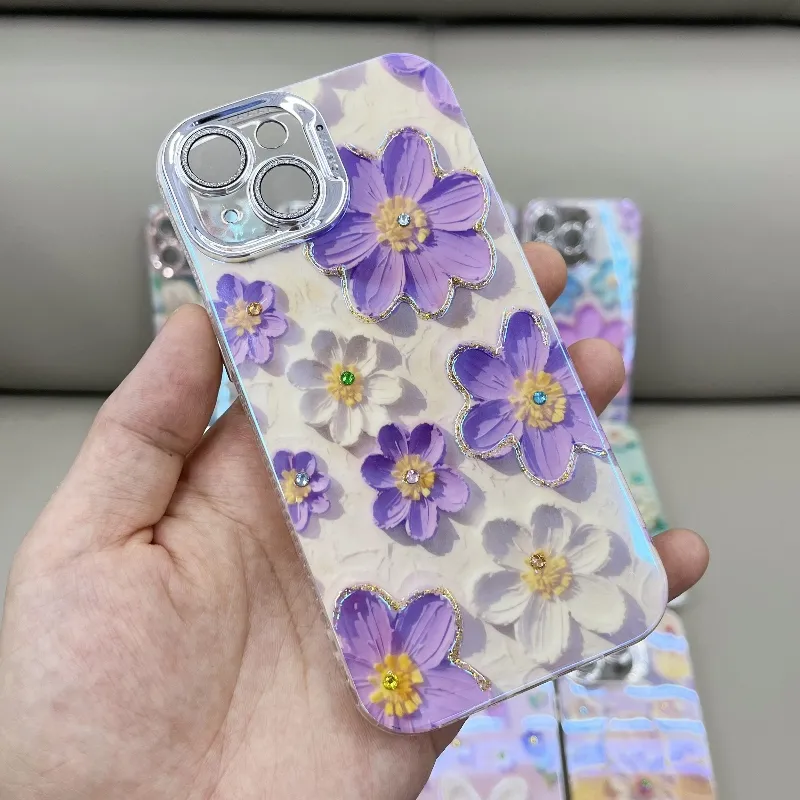 3d fleur tendance pour filles étanche à l'eau antichoc tpu silicone anime mignon nfc en vrac étuis pour téléphones portables intelligents