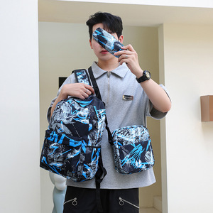 热卖男孩背包定制标志卡通书包软柄背包套装青少年午餐袋女孩男孩
