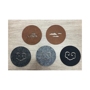 多色套装6个玻璃杯垫毛毡杯垫圆形毛毡杯垫 - Product Image 6