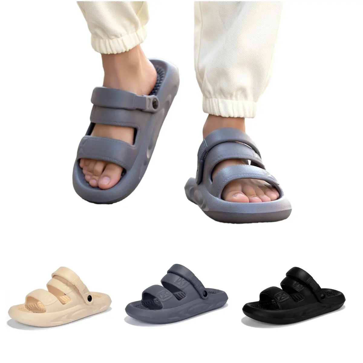 Venta al por mayor logotipo personalizado nuevo modelo de diseño de zapatos de playa de los hombres correas EVA zapatilla sandalias para hombres