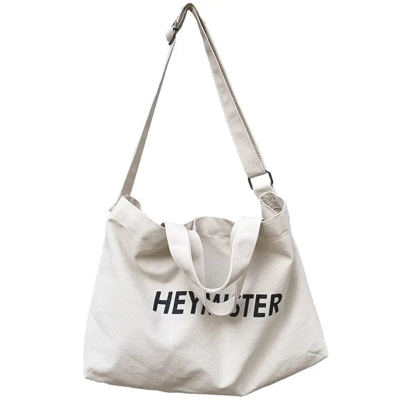 Grand sac à bandoulière en coton à la mode personnalisé sac fourre-tout en toile sac de messager en toile avec poche intérieure
