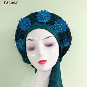 Inmyshopスカーフ卸売Aso Oke Headtie女性用Sego GeleアフリカSego HeadtieナイジェリアスタイルオートGeleビーズ付き - Product Image 3