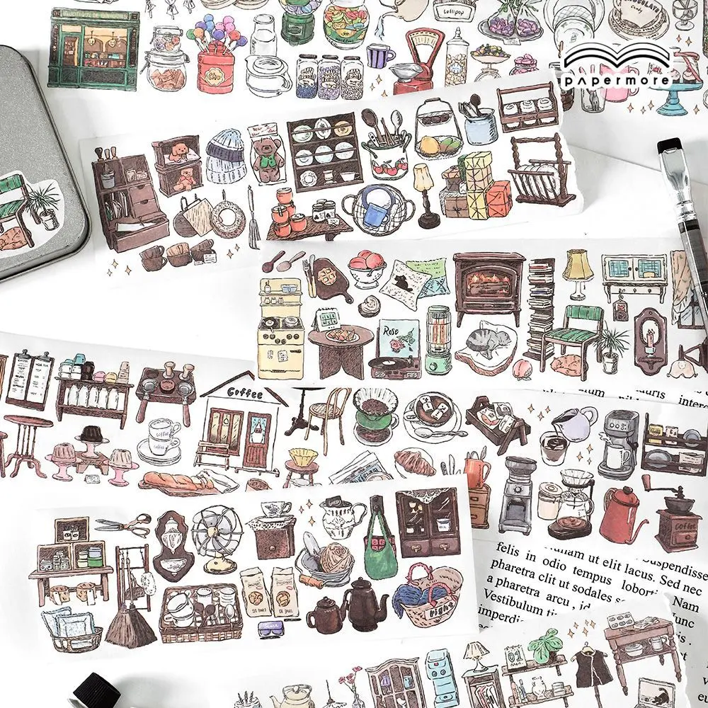 Çıkartmalar PUNK Vintage kahve mutfak Sticker bant dekoratif karalama defteri Sticker planlayıcısı önemsiz dergisi malzemeleri için 05403