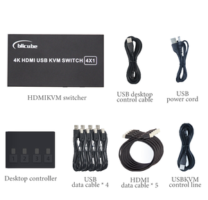 4K <strong>KVM</strong> <strong>Switch</strong> 4 in <strong>1</strong> out USB mouse keyboard display 4x1 for 4 PC Share <strong>Monitor</strong> Mouse <strong>KVM</strong> four port converter Desktop Controller - Product Image 6