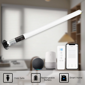Sleek Rechargeable Motorized Shades Alexa-Compatible Roller Blinds <strong>with</strong> <strong>Built</strong>-in Horizontal Textures for Modern <strong>Windows</strong> - Product Image 5