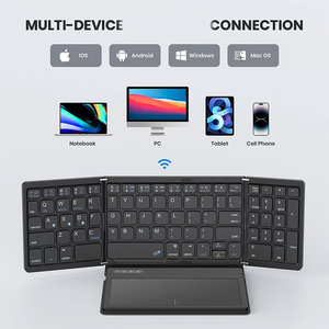 New Portable Mini Three Folding BT <strong>Keyboard</strong> Wireless Foldable Touchpad Keypad for <strong>IOS</strong> Android Windows ipad Tablet - Product Image 2