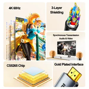 SAMZHE USB C至HDMI电缆8k型HDMI迅雷3适配器适用于苹果笔记本三星银河S10/S9华为c型至HDMI - Product Image 3
