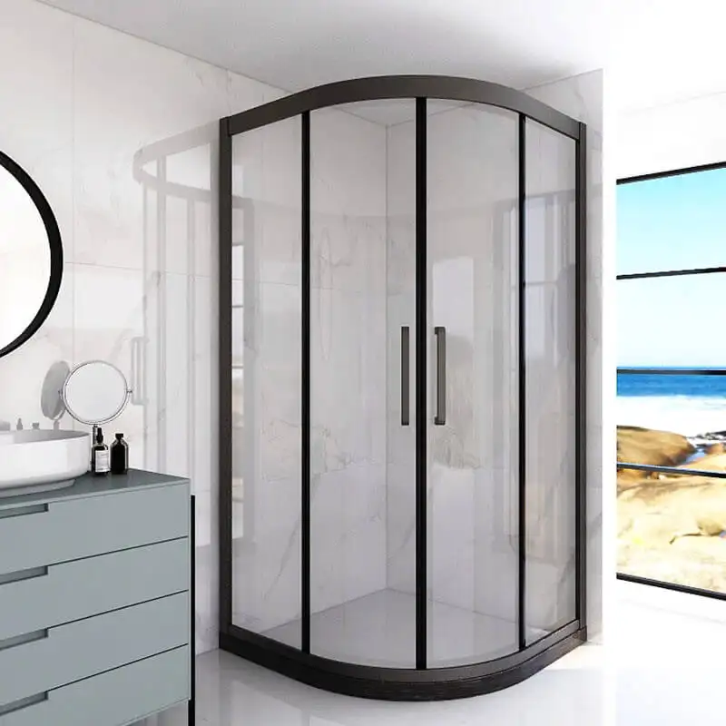 Salle de douche de forme demi-ronde à Double glissière avec cadre en aluminium