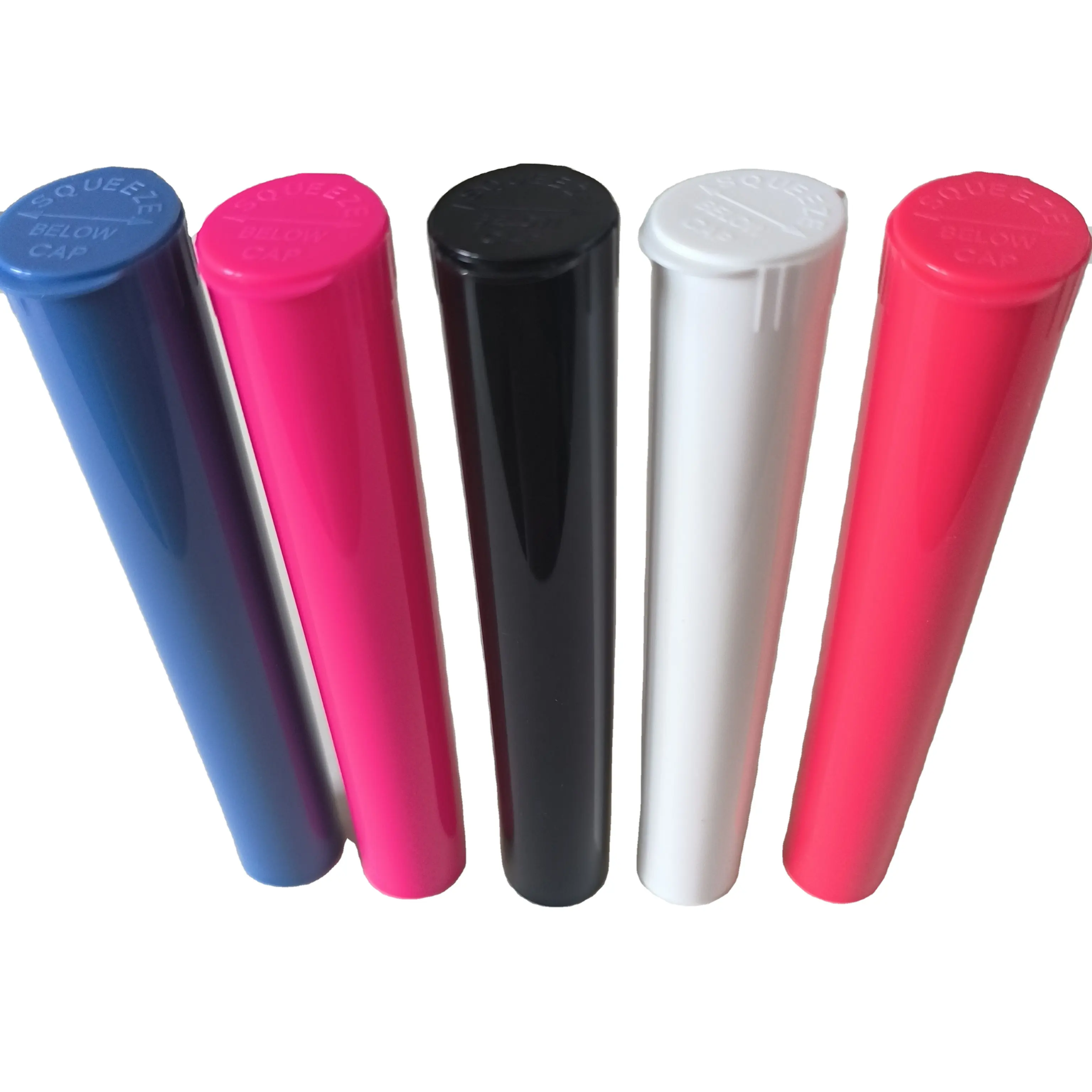 Venta al por mayor Color negro Pop Top tarros 109mM 116mm tubos de plástico con logotipo tubo aceptable embalaje de plástico