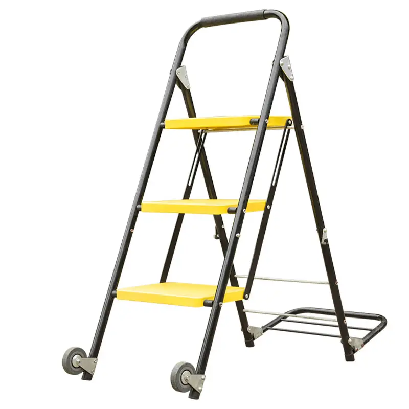 Fábrica Dobrável 3 Passos Escada Carrinho de mão 2 em 1 com duas rodas dobráveis
