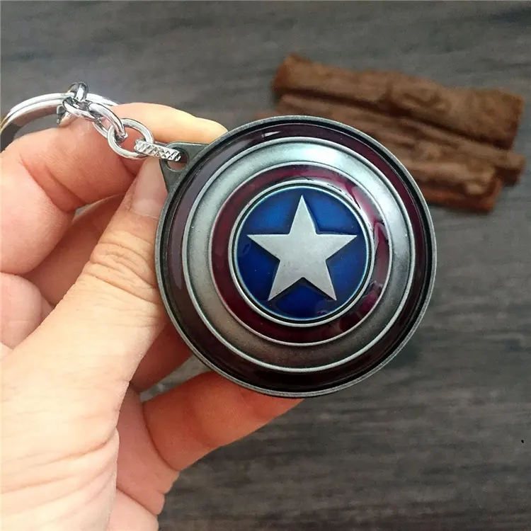 Factory direct sales new Avengers movies around Captain America rotating shield can rotate car metal keychain