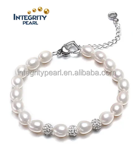 Gioielli di moda braccialetto di perle d'acqua dolce naturale di perle braccialetto di gioielli in argento per le donne