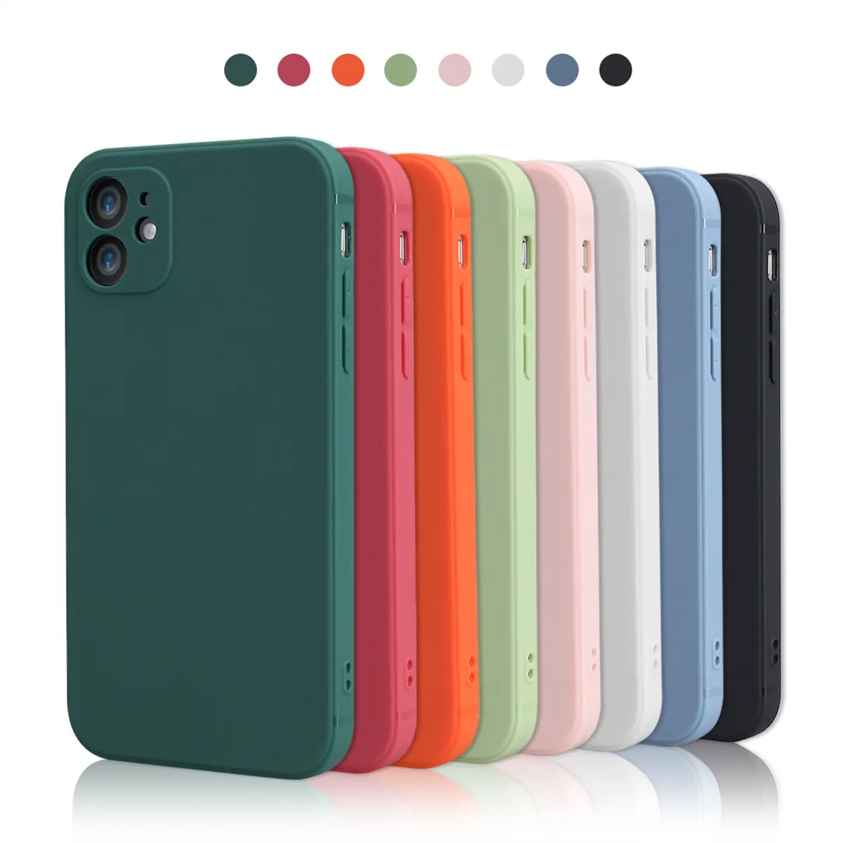 Capa de silicone para celular, capa de TPU macio fosco à prova de choque, cor fosca, para iPhone 14 11 12 13 15 Pro Max, Samsung, Xiaomi, OPPO