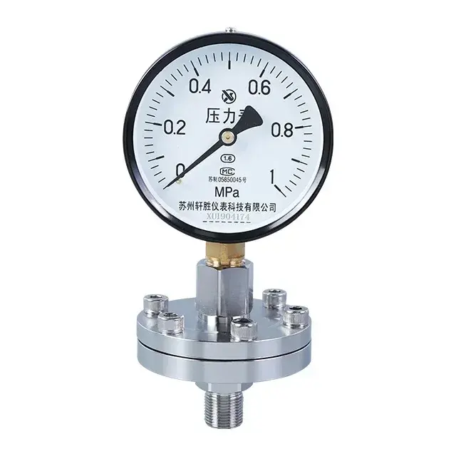 Meteran tekanan air diafragma 304ss, pengukur tekanan air cair minyak tipe flens