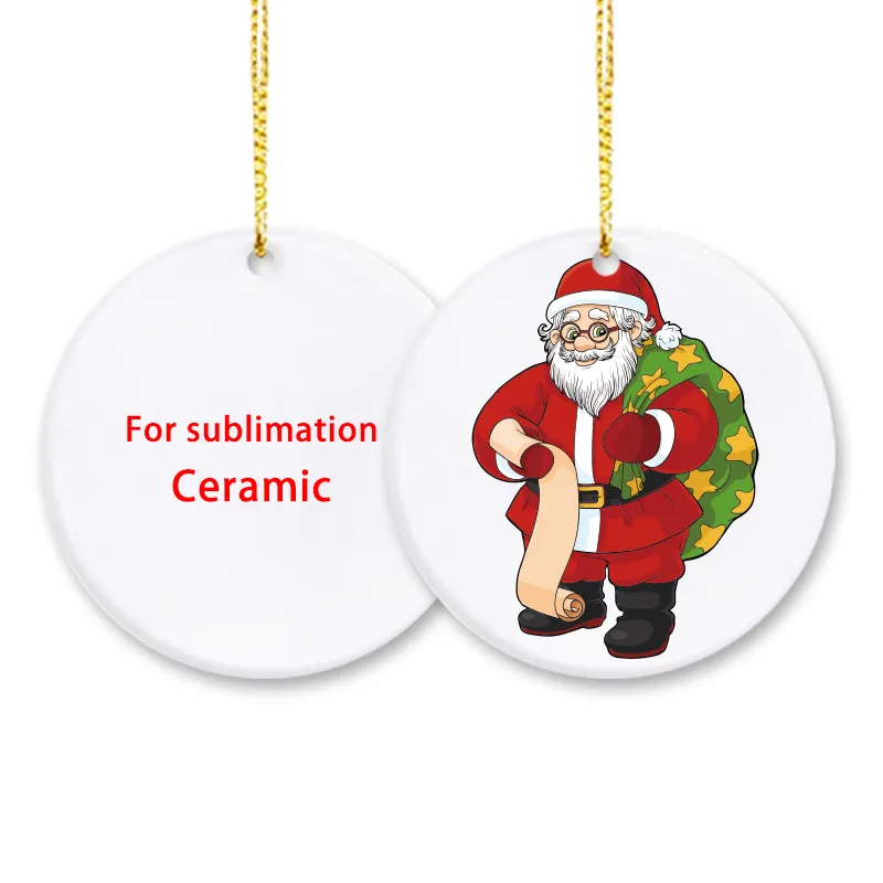 Personalizzato nuovo 200 Pack Double Sided Heart Shape campana in ceramica mani vuote cane fiocco di neve stampato ornamenti natalizi per la sublimazione