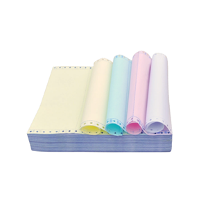 Rollo de papel sin carbón continuo de embalaje personalizado OEM 55 Gsm papel sin carbón de 4 capas para ordenador con diferentes colores