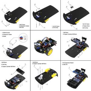 Smart Electronics Robot Car 2WD Chassis Kit mit Ultraschall modul Fernbedienung für Entwicklungs platine DIY Kit