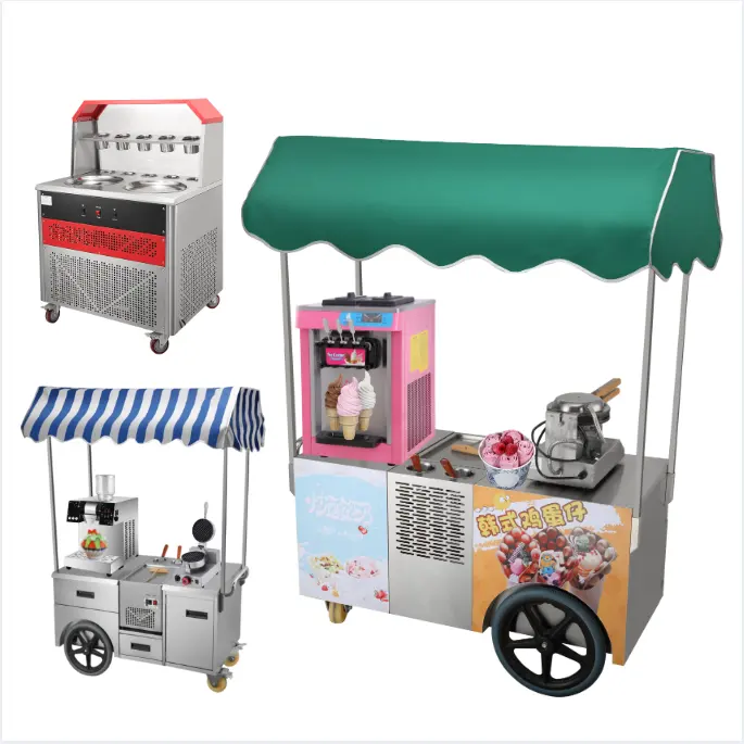 Petite rue snack poussée chariot mobile mini rasé roulé crème glacée congélateur chariot de nourriture camion remorque à vendre aux états-unis avec roues