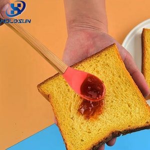 Thân Thiện Với Môi Tùy Chỉnh Màu Sắc Không Dính BPA Miễn Phí Nhỏ Silicone Trộn Mứt Thìa Với Gỗ Xử Lý Cho Nhà Bếp - Product Image 6