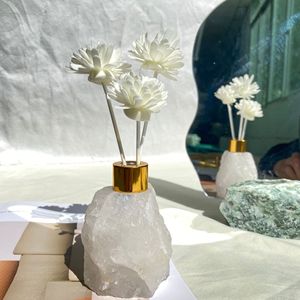 Ham kristal gül kuvars aventurin Reed difüzör boş şişe kaba taş aromalı uçucu yağ difüzör şişe - Product Image 6