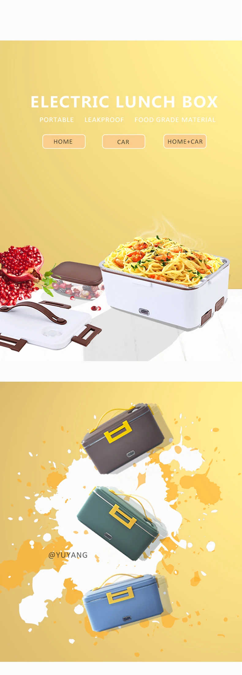 2022 New 80W 110V Electric Lunch Box Portable Heated Food Warmer 1.8L Large Capacity For Car/Truck/Home Use