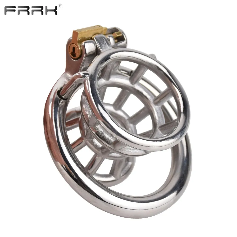 FRRK Metal Chastity Cage for Men Stainless Steel Small Male Cock Cages Stealth Lock Device Adults Toys BDSM Shop