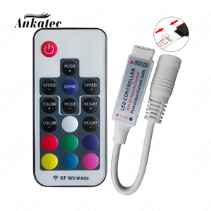 Мини светодиодный контроллер-DC 5-24 В, 12А, 3-канальный RGB PWM диммер с 4-контактным RF 17-клавишным беспроводным пультом дистанционного управления, для светодиодной яркой полосы - Product Image 1