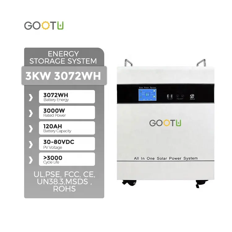 GOOTU 3OOOW כל אחד שמש כוח אנרגיה מערכת 220V שלב אחד נייד סולארי גנרטור 3KW שמש מהפך עם סוללה