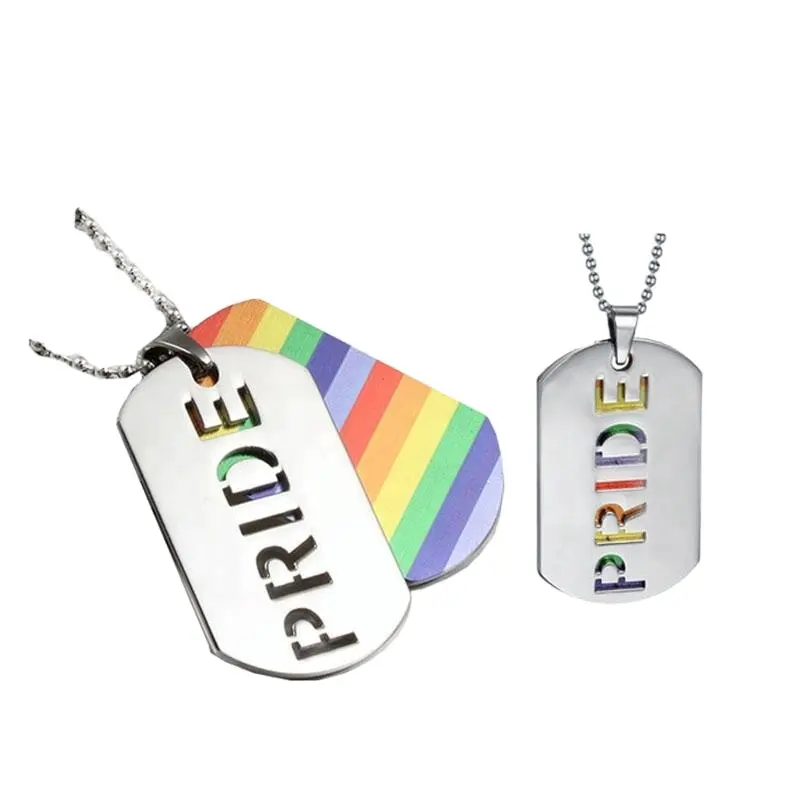 Popolare personalizzata in acciaio inox a specchio argento souvenir pendente pride arcobaleno colorato dog tag per peolple