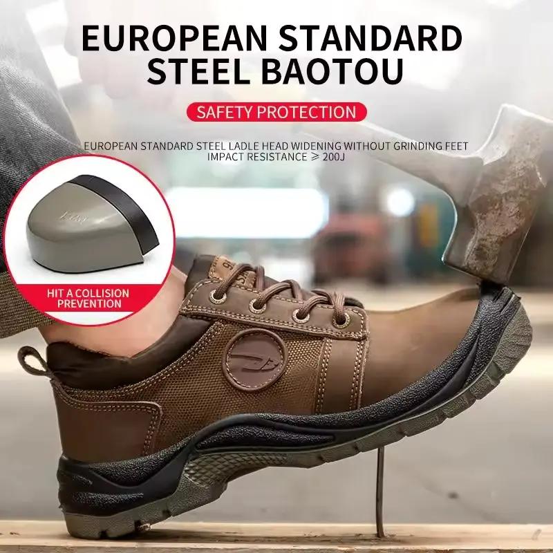 Profesyonel fabrika erkek batı Anti-smashing anti-delinme yüksek kesim hakiki deri iş güvenliği botları ile çelik ayak
