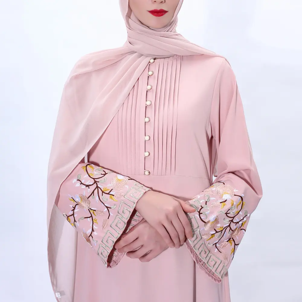 Grande taille Ramadan fleur broderie Abaya Hijab Robe musulmane femme Caftan turc islamique caftan Robe Musulman Abaya Islam