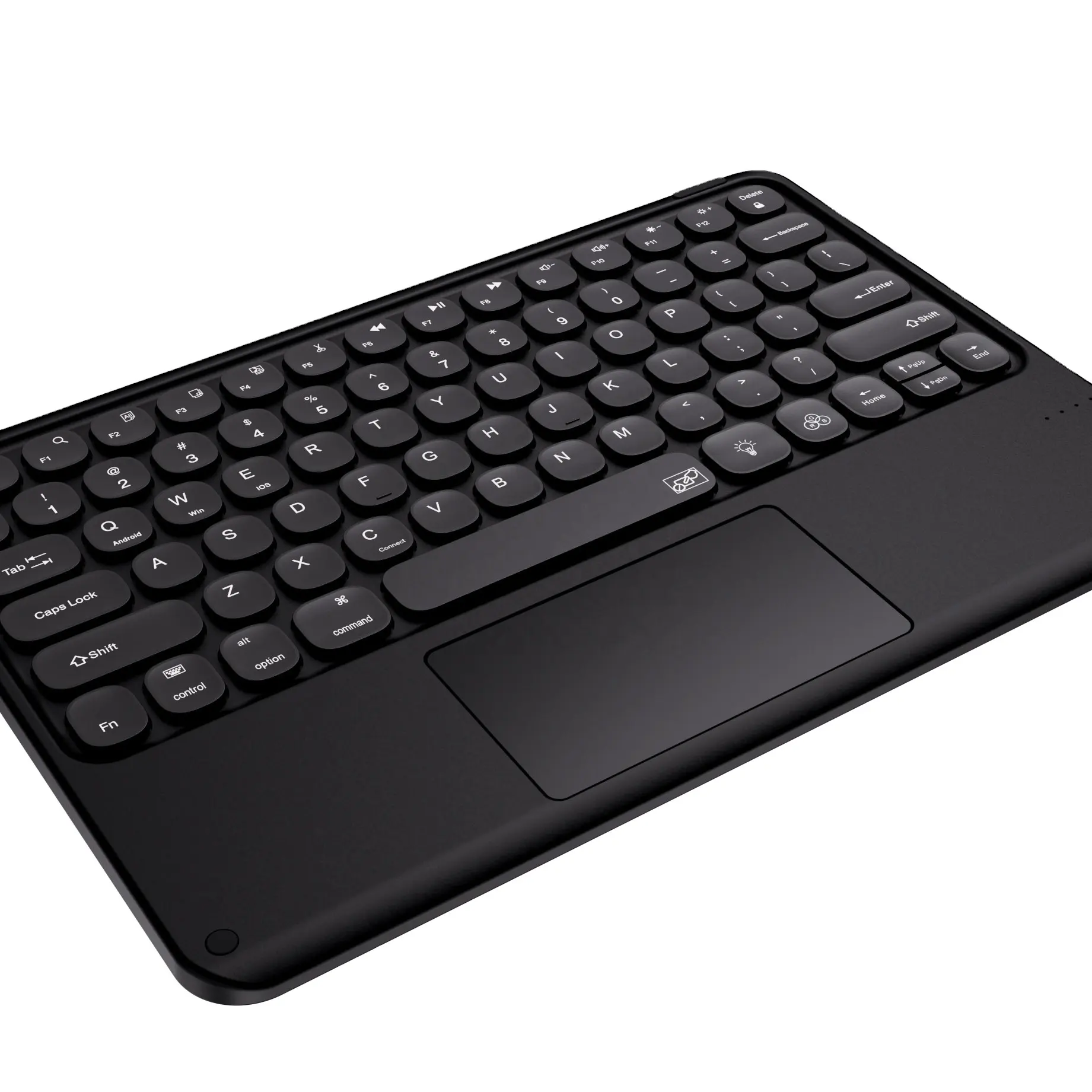 لوحة مفاتيح مستديرة بلوتوث مع لوحة مفاتيح ومضاءة خلفية لاسلكية بلوتوث لأجهزة iPad المحمولة