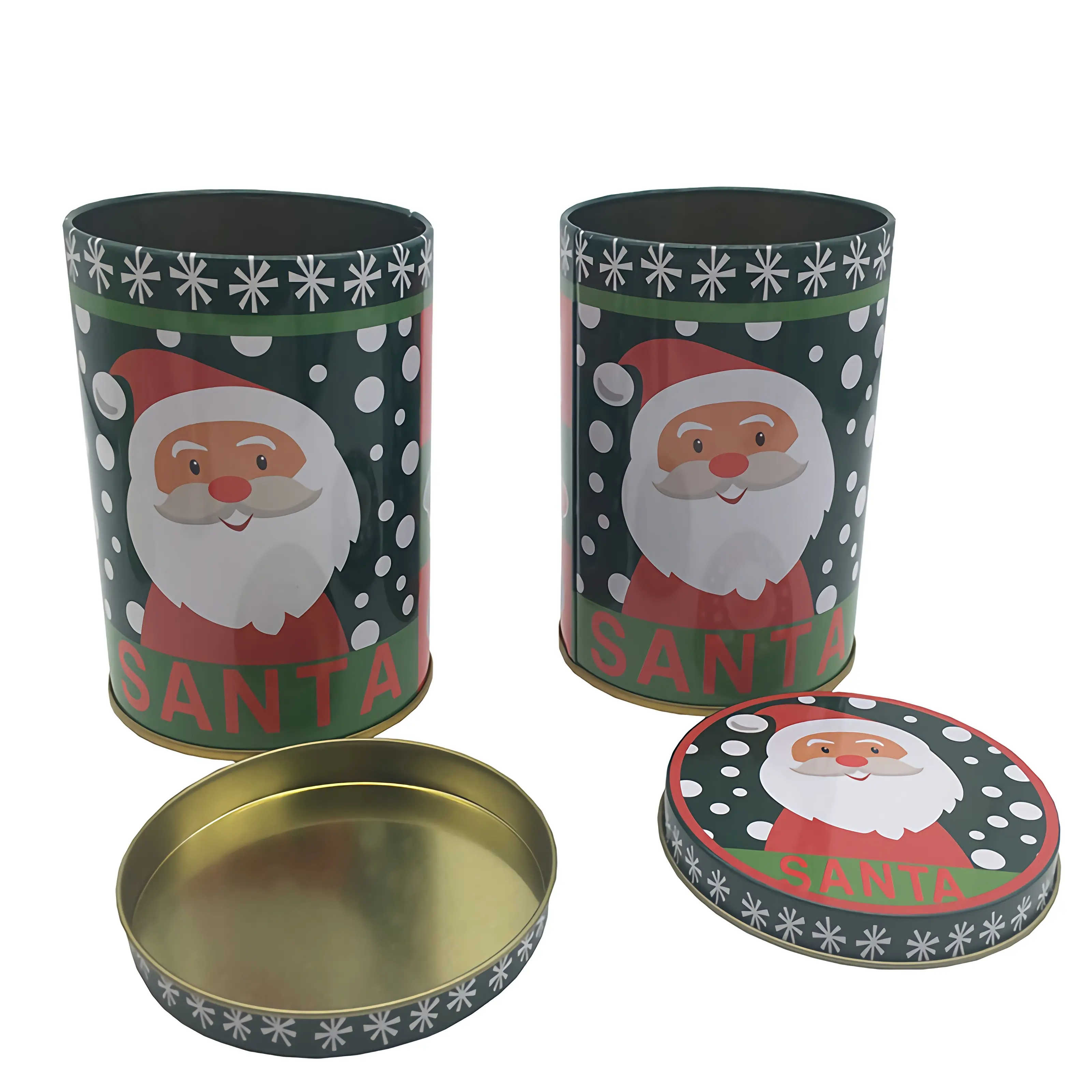 China Made Personalized Metal Tin Round Box For Food Cookie egg roll Packing Empty Round Candy Tin Box Christmas Gift Tin Can