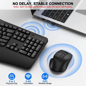 Wave <strong>Keys</strong> 2.4G Wireless <strong>Keyboard</strong> Mouse Combo 104 Comfortable Natural Typing Ergonomics PC <strong>Computer</strong> Office - Product Image 6
