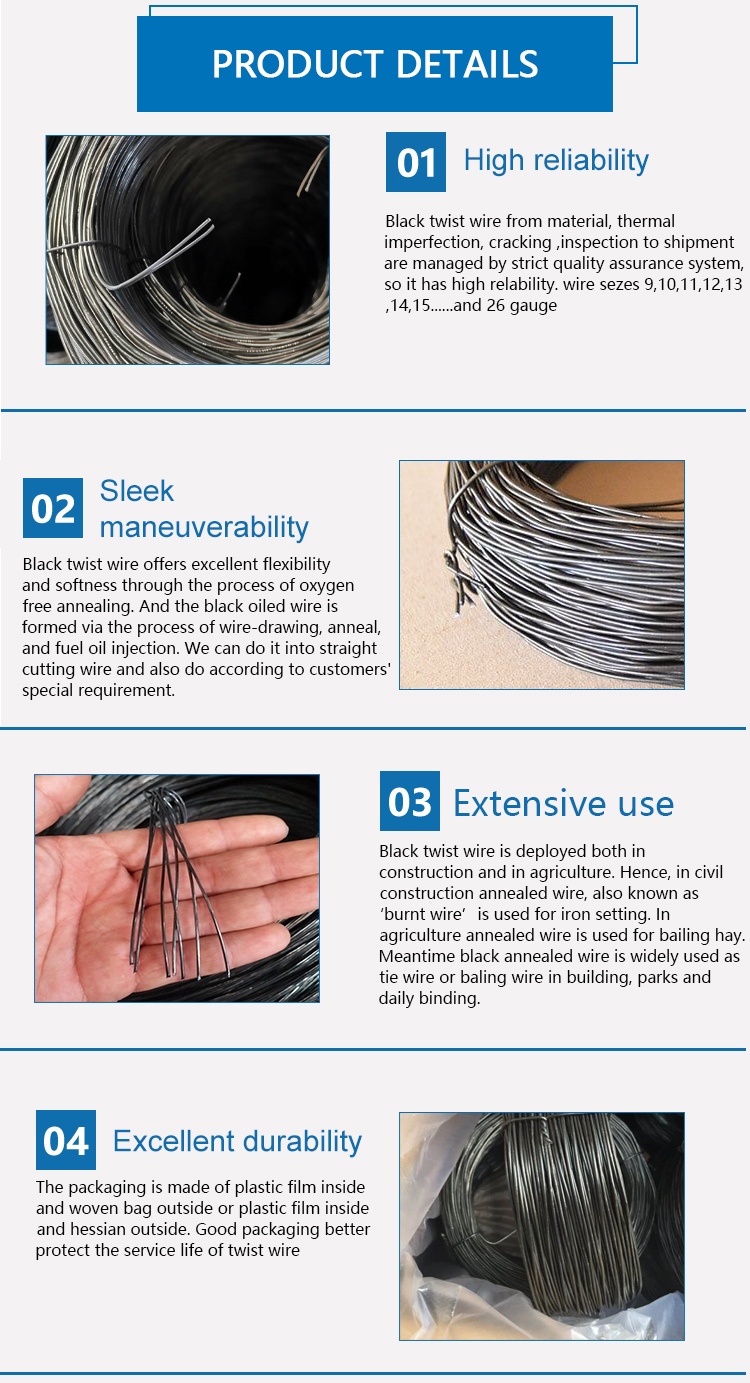 1.2mm Black Annealed Wire for Rebar Tie Wire