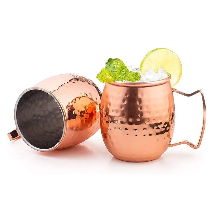 Moscow Mule cobre Canecas Conjunto Atacado De Cobre De Aço Inoxidável Caneca De Cerveja Chapeamento De Cobre De Ouro Canecas