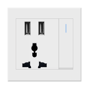 带灯开关的通用USB墙壁插座2.1A双USB电话充电端口开关控制插座 - Product Image 2