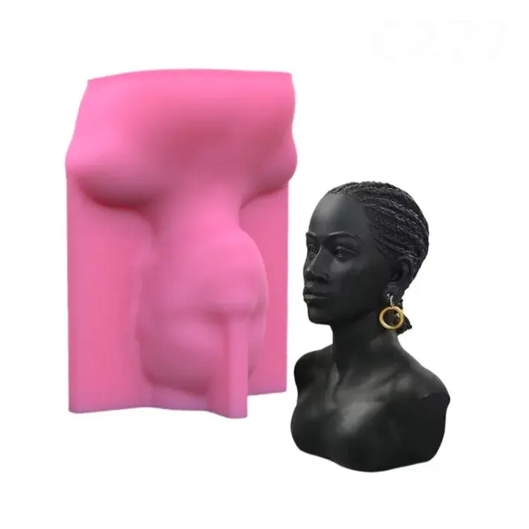 Vela con retrato de cabeza de mujer africana, molde de silicona, adornos decorativos de yeso, molde de fundición de regalo, herramienta de fabricación artesanal de joyería DIY