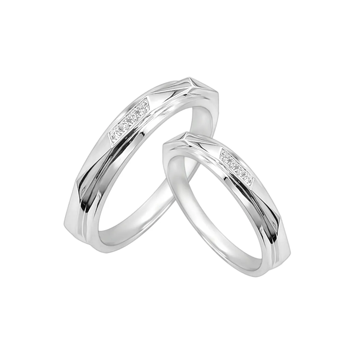 Trendy Shinning gioielli personalizzati anello in oro bianco reale 18 carati con anello di fidanzamento coppia diamante per donna uomo