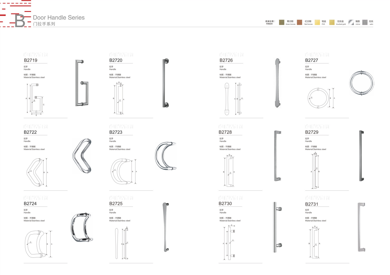 High Quality Manufacturer Stainless Steel S Type Glass Door Handle Antique Wooden Glass Door Handle