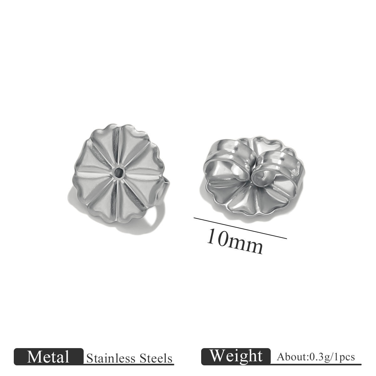 Bague coeur 10mm - acier couleur argent