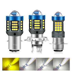 ไฟหน้ารถจักรยานยนต์ LED BA20DP15D H4แบบคู่สีขาวและเหลืองแรงดันไฟฟ้า12-80โวลต์ระบบให้แสงสว่างเลนส์หน้า - Product Image 2