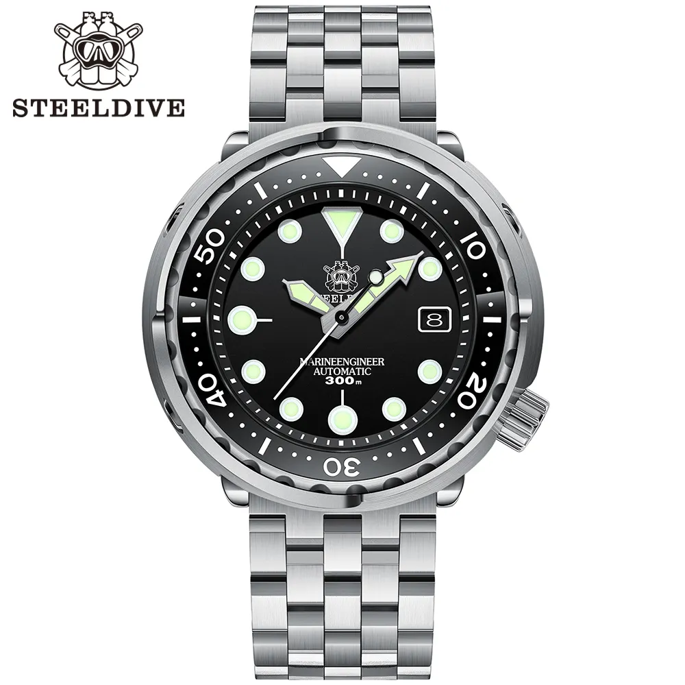 Steeldive-Reloj de buceo SD1975 para hombre, con bisel de cerámica de acero inoxidable, 300M, impermeable, NH35, automático, para atún
